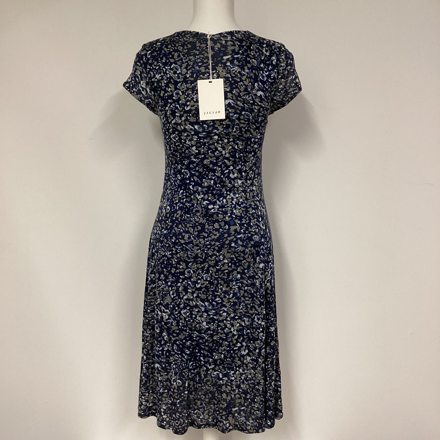 BNWT Jigsaw Blue Multi Petal Print Jersey Dress Size S