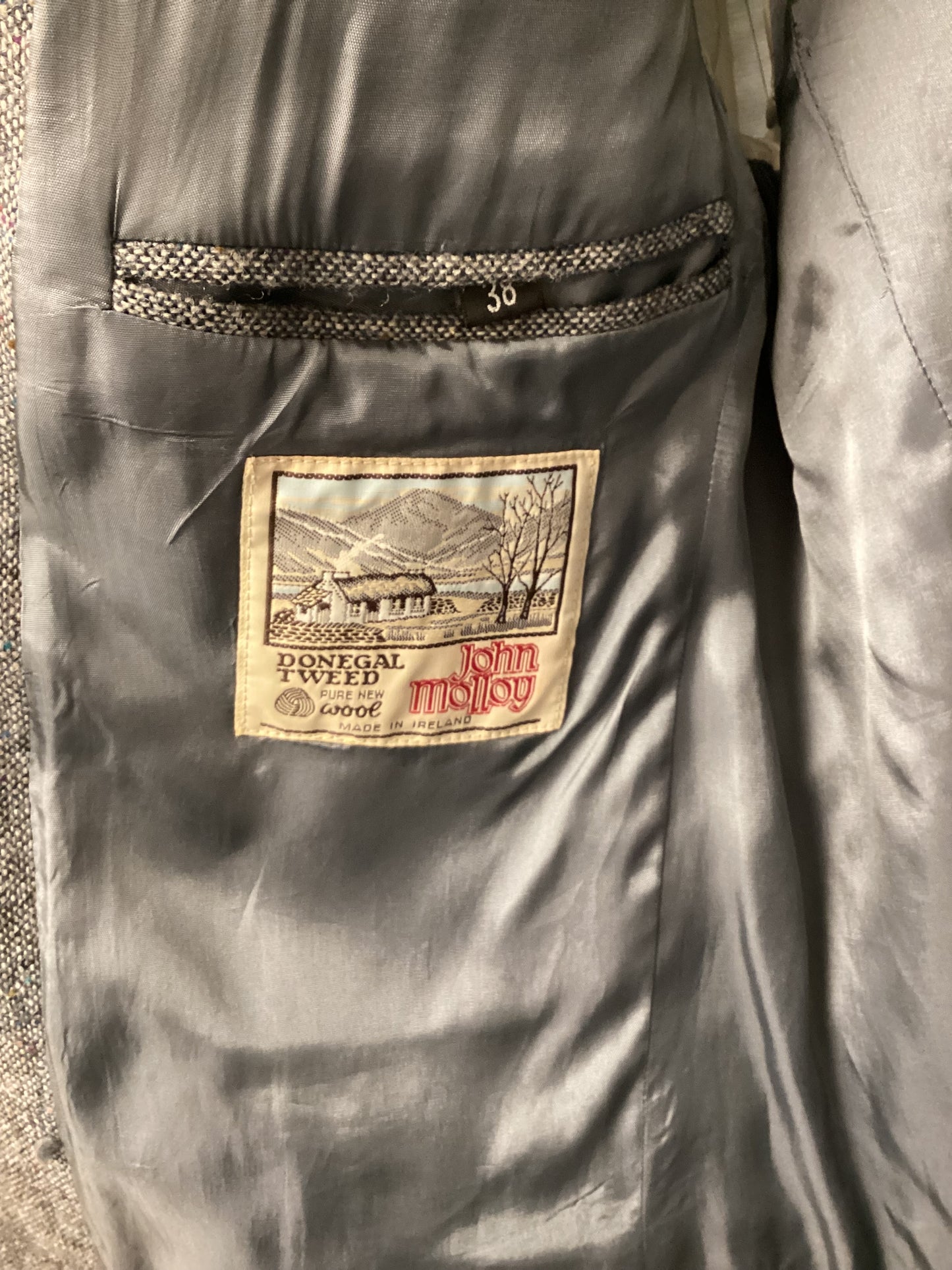 Men’s Donegal Tweed Jacket - Size 38 Grey