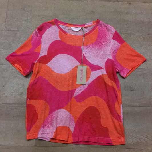 BNWT Gorman Orange, Pink T Shirt Top 100% Linen Size 8