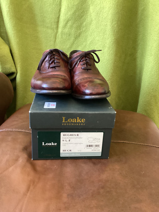 Loake Burgundy Hughes Semi-Brogue Shoe Size 9.5