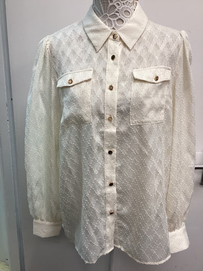 Women’s Cream Lipsy Blouse with Gold Buttons - Size UK16