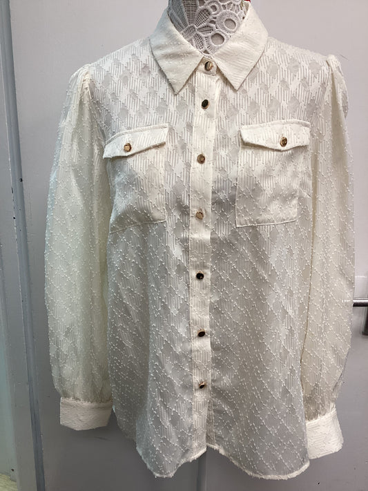 Women’s Cream Lipsy Blouse with Gold Buttons - Size UK16