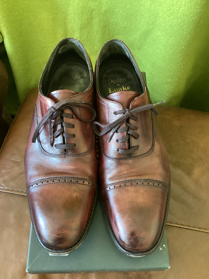 Loake Burgundy Hughes Semi-Brogue Shoe Size 9.5