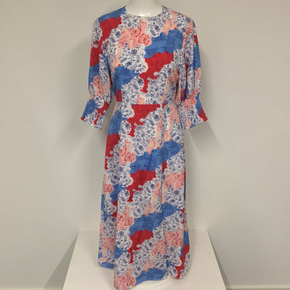 Girl In Mind Blue, Red Multi Midi Dress Size 10