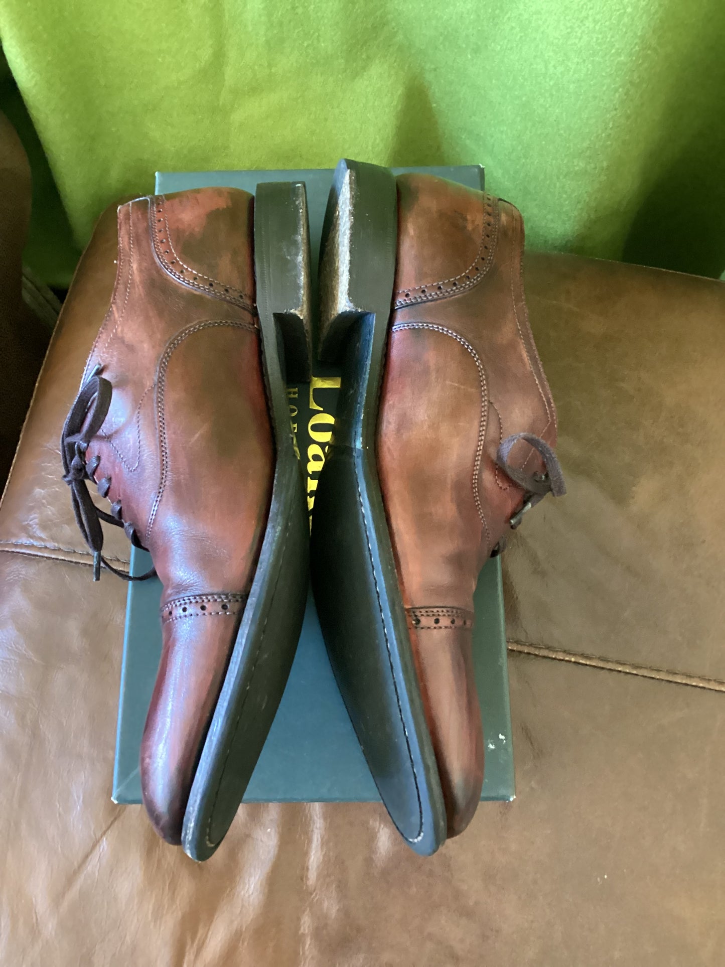 Loake Burgundy Hughes Semi-Brogue Shoe Size 9.5