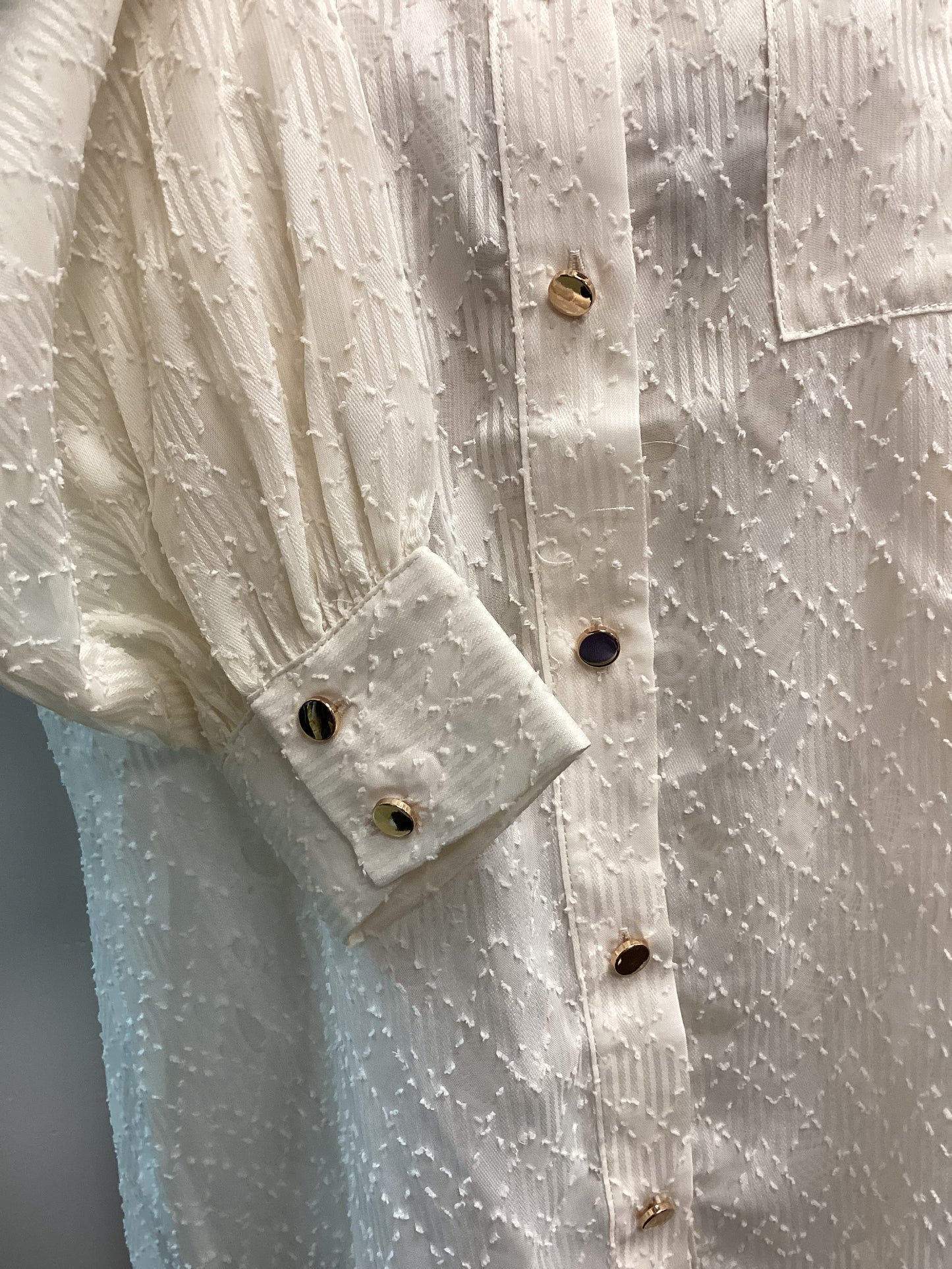 Women’s Cream Lipsy Blouse with Gold Buttons - Size UK16