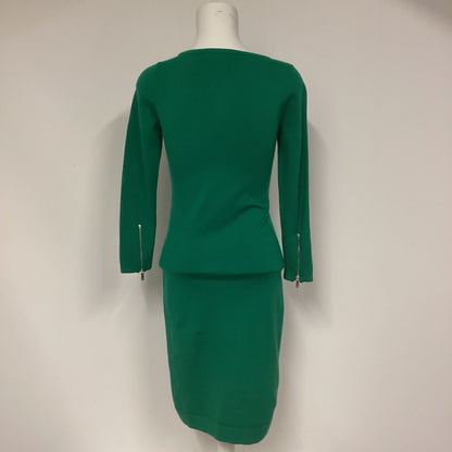 Karen Millen Green Ribbed Midi Dress with Zip Detail Size S (2 on label)