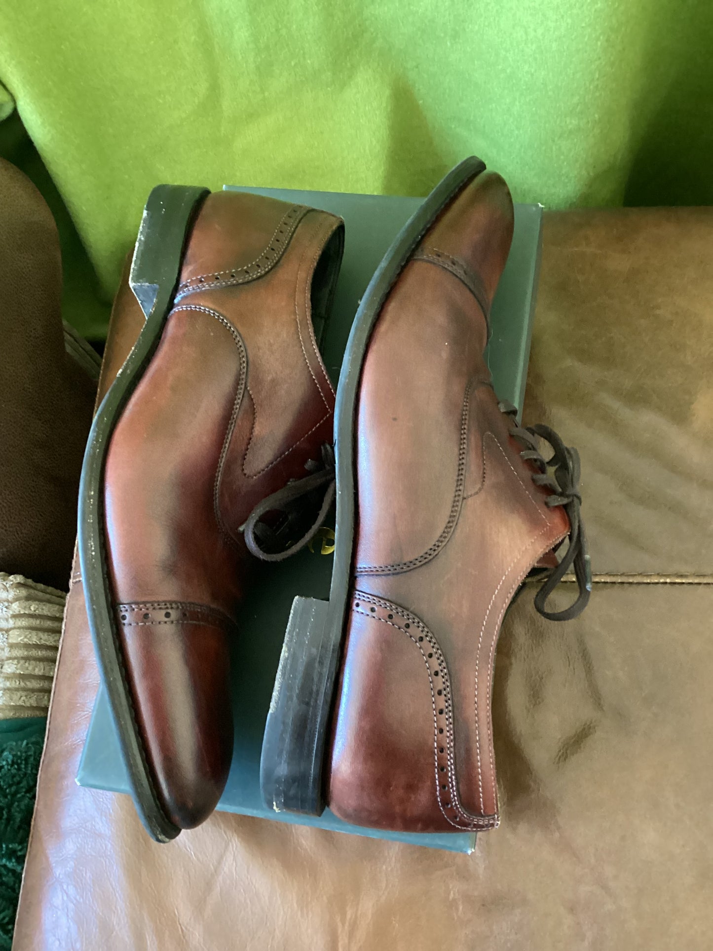 Loake Burgundy Hughes Semi-Brogue Shoe Size 9.5