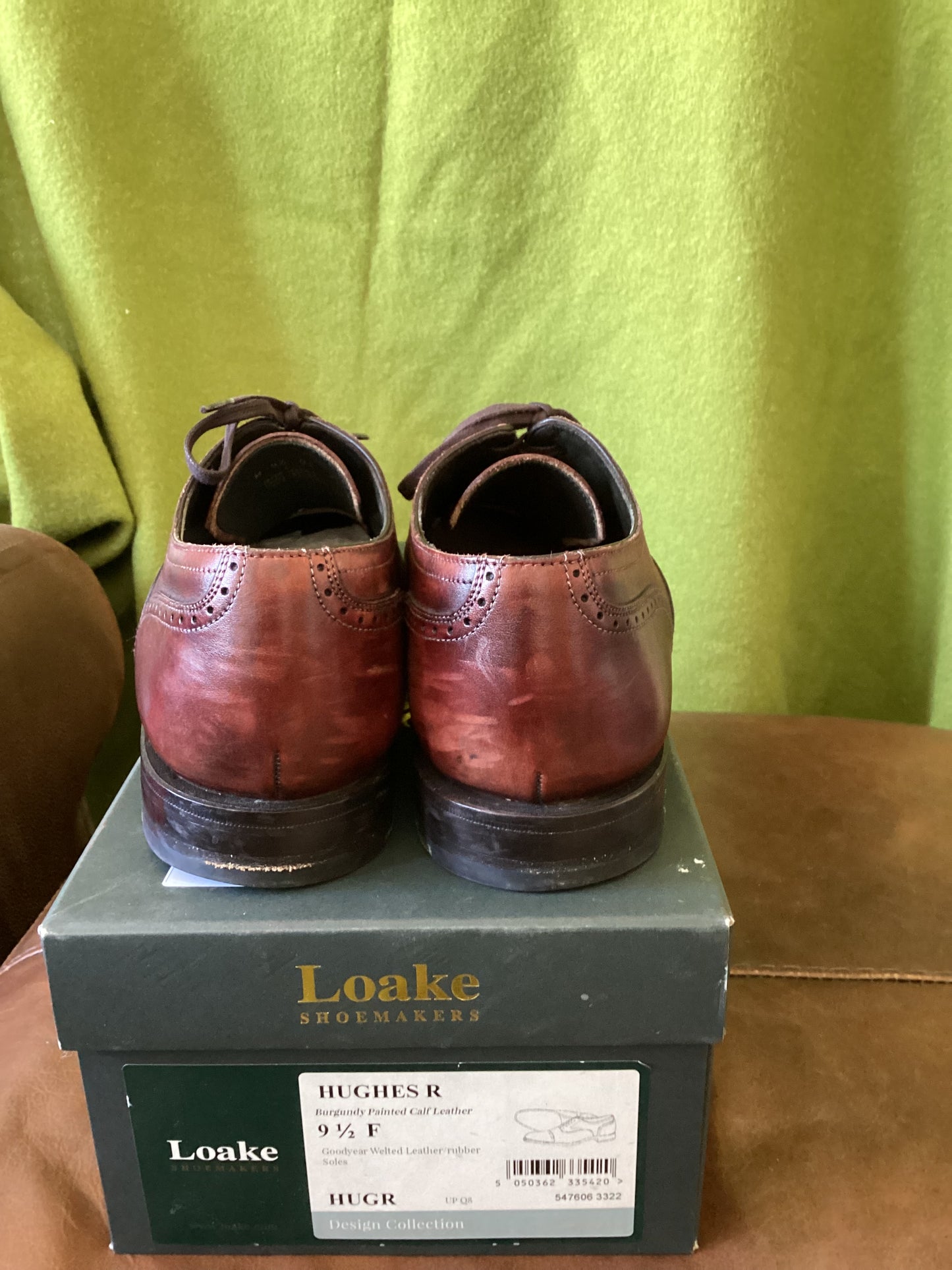 Loake Burgundy Hughes Semi-Brogue Shoe Size 9.5