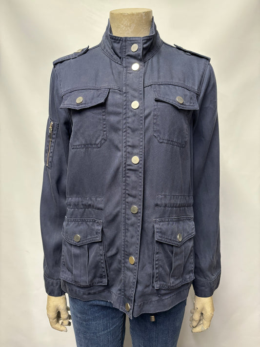 Mint Velvet Navy Cotton Utility Jacket 10