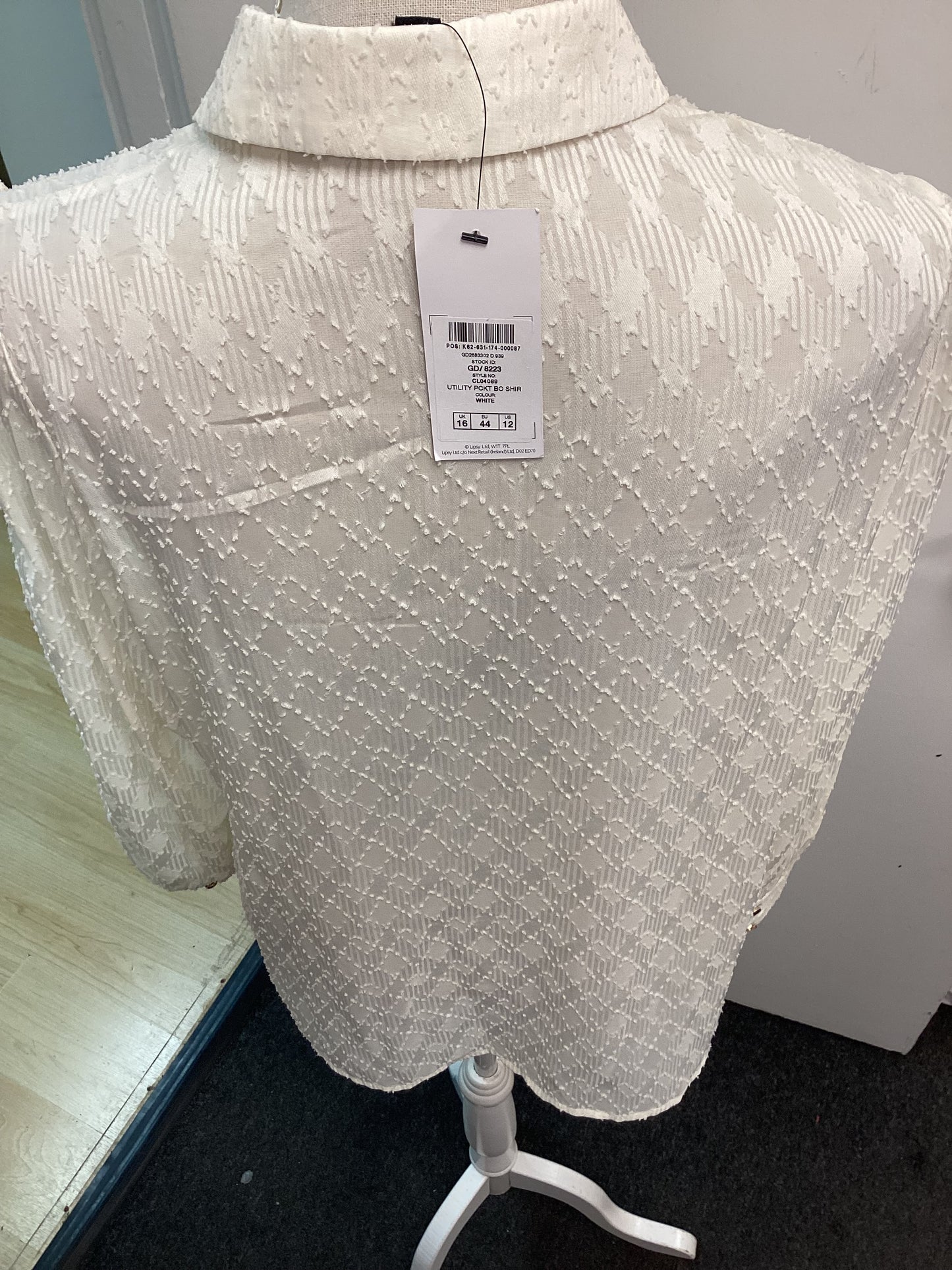 Women’s Cream Lipsy Blouse with Gold Buttons - Size UK16