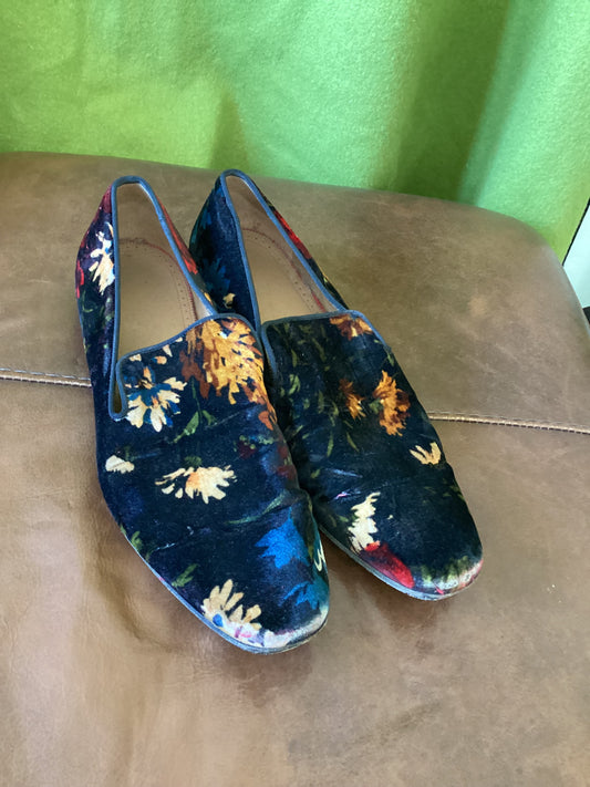 Christian Louboutin Floral Pattern Velvet Slippers EU 43