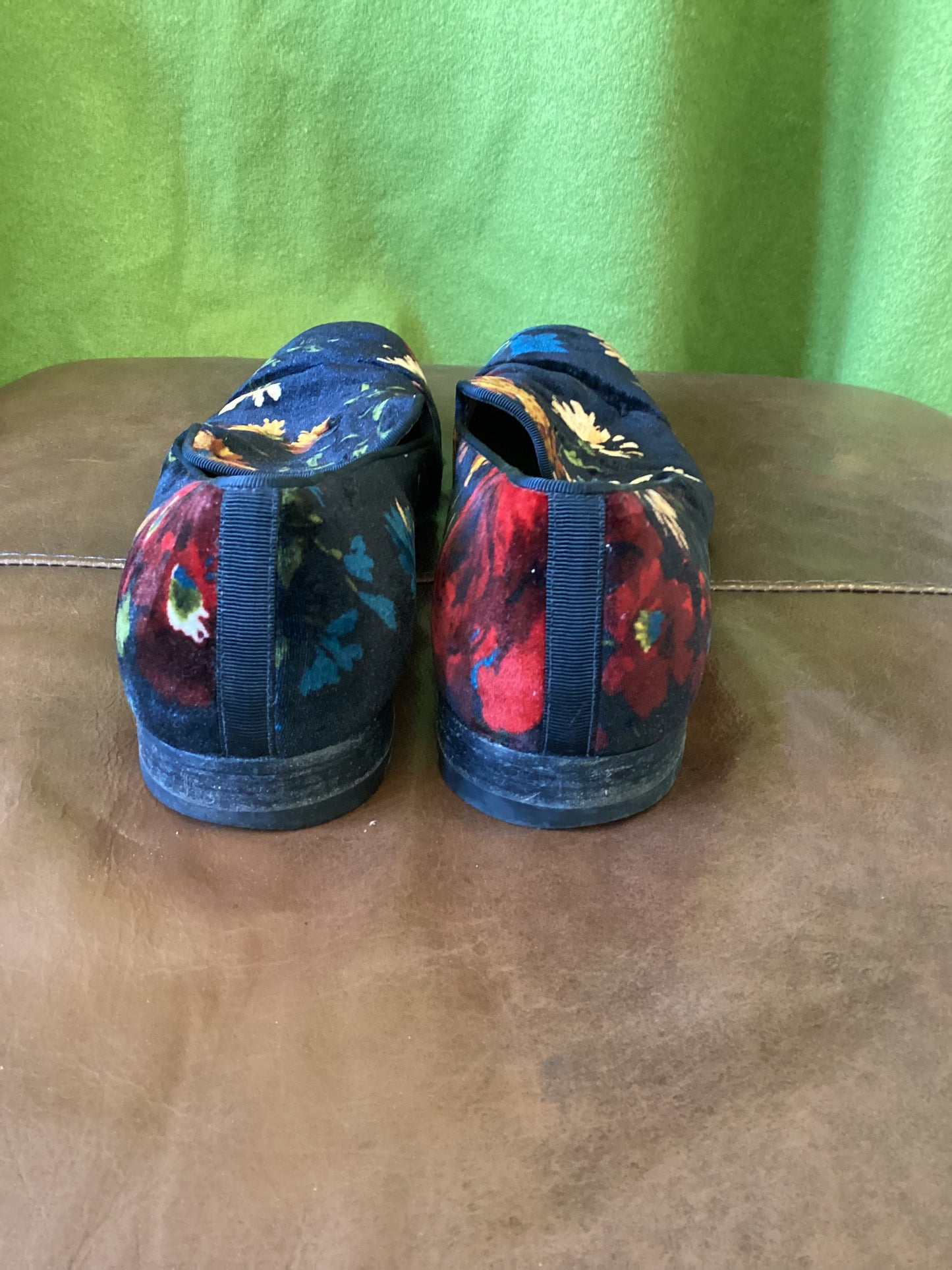 Christian Louboutin Floral Pattern Velvet Slippers EU 43