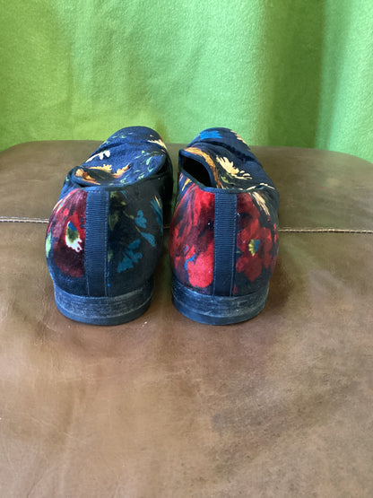 Christian Louboutin Floral Pattern Velvet Slippers EU 43