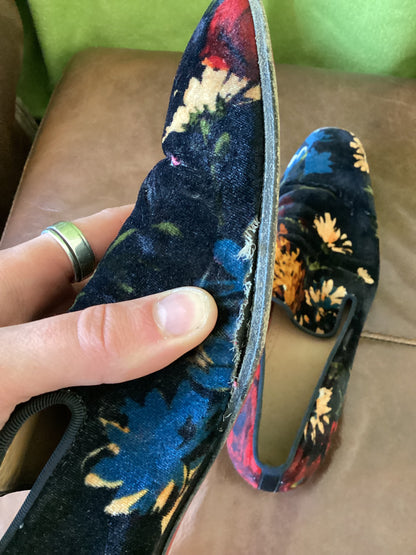 Christian Louboutin Floral Pattern Velvet Slippers EU 43