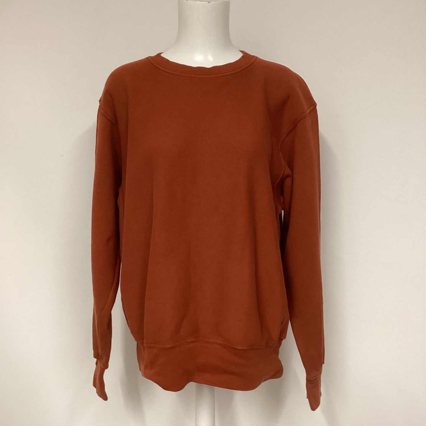 Les Tien Orange Round Neck 100% Cotton Jumper Size S