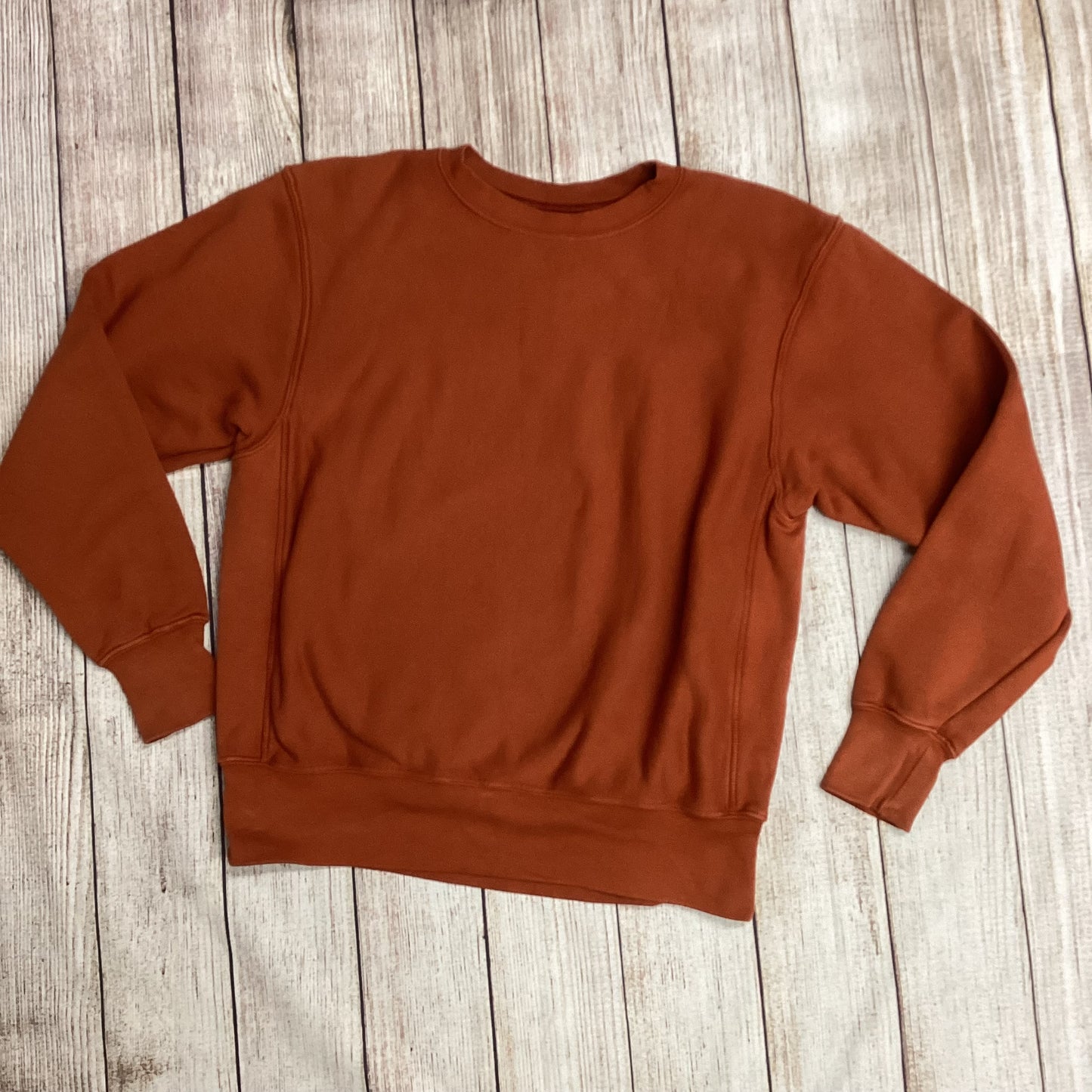 Les Tien Orange Round Neck 100% Cotton Jumper Size S