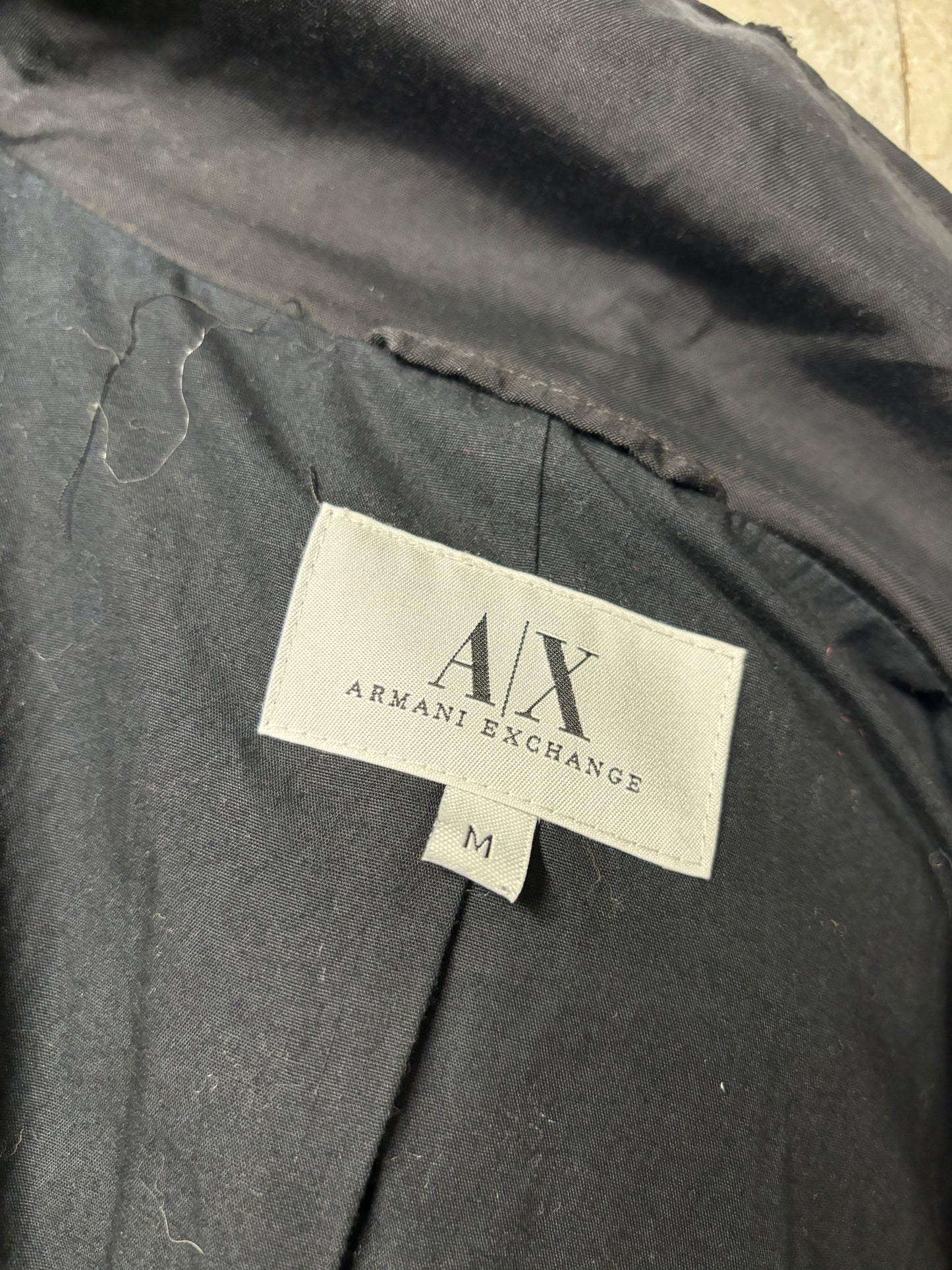 Armani Exchange Black Cotton Blend Bomber Jacket Medium