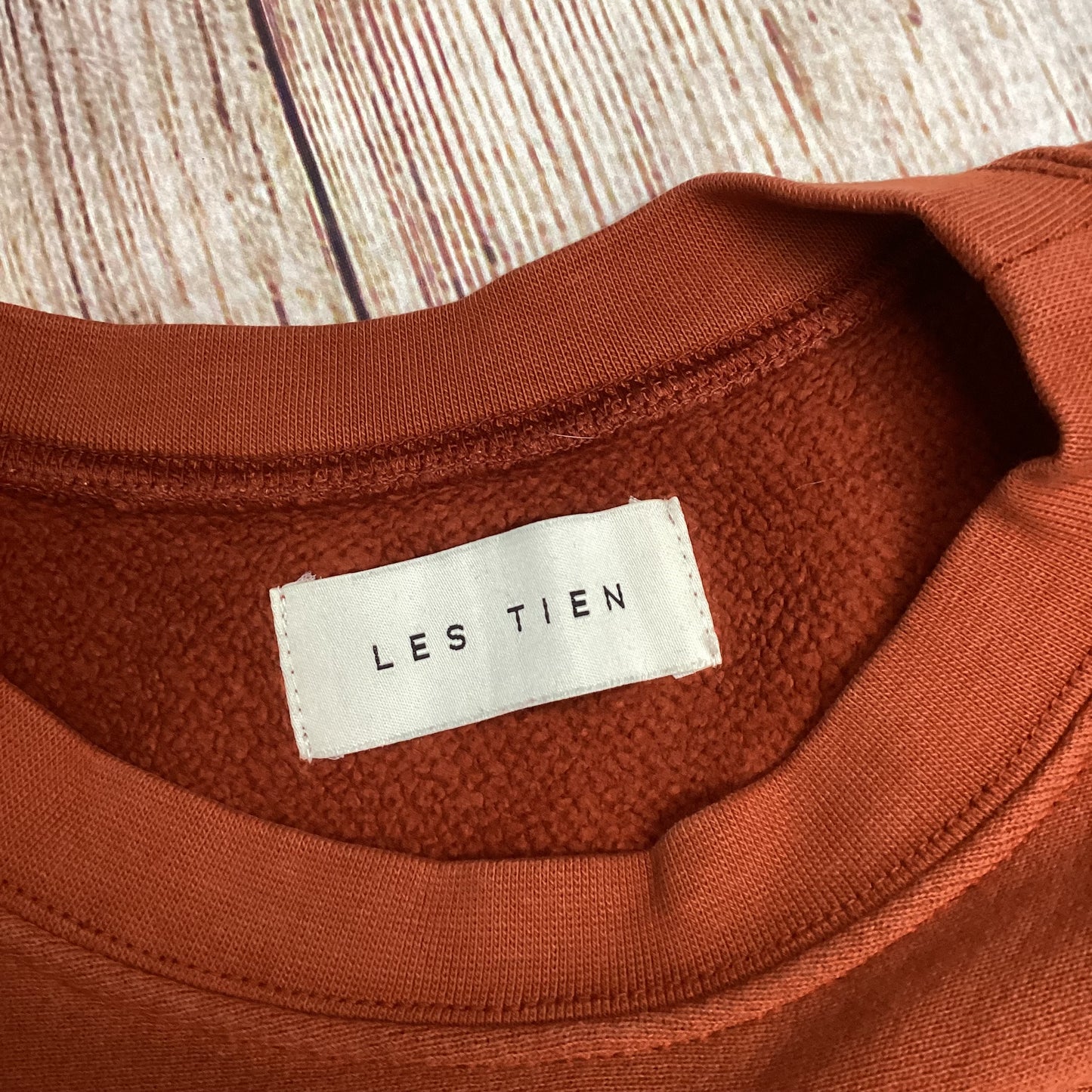 Les Tien Orange Round Neck 100% Cotton Jumper Size S