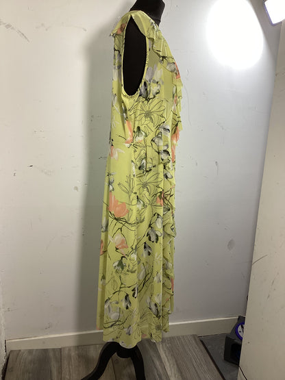 BNWT M&S Pale Yellow Floral Frilly Dress Size 18