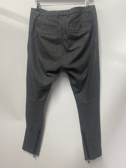 Lanvin Grey Wool Frayed Edge Tailored Trousers