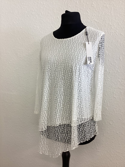 BNWT Roman Burnout Double Asymmetrical White Blouse size UK14