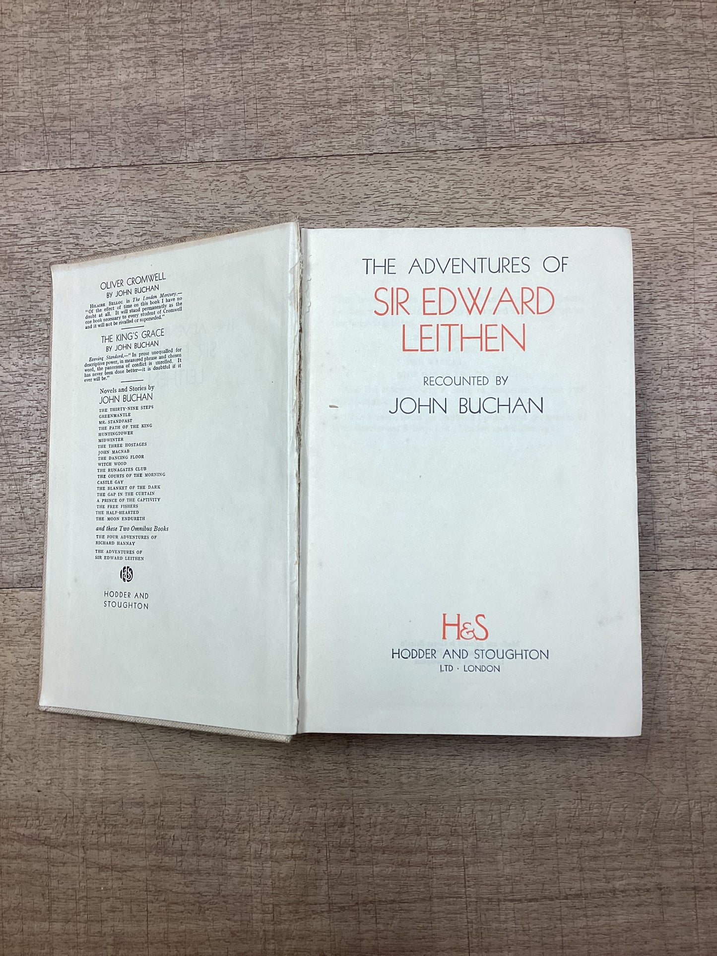 The Adventures of Sir Edward Leithen, John Buchan Vintage Hardback