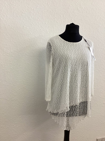 BNWT Roman Burnout Double Asymmetrical White Blouse size UK14