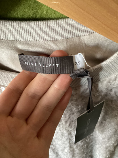 Mint Velvet Silver Sequin Sweatshirt Size XS