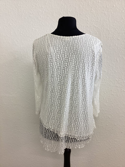 BNWT Roman Burnout Double Asymmetrical White Blouse size UK14