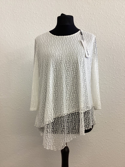 BNWT Roman Burnout Double Asymmetrical White Blouse size UK14