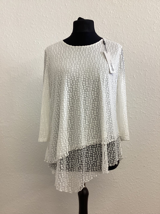 BNWT Roman Burnout Double Asymmetrical White Blouse size UK14
