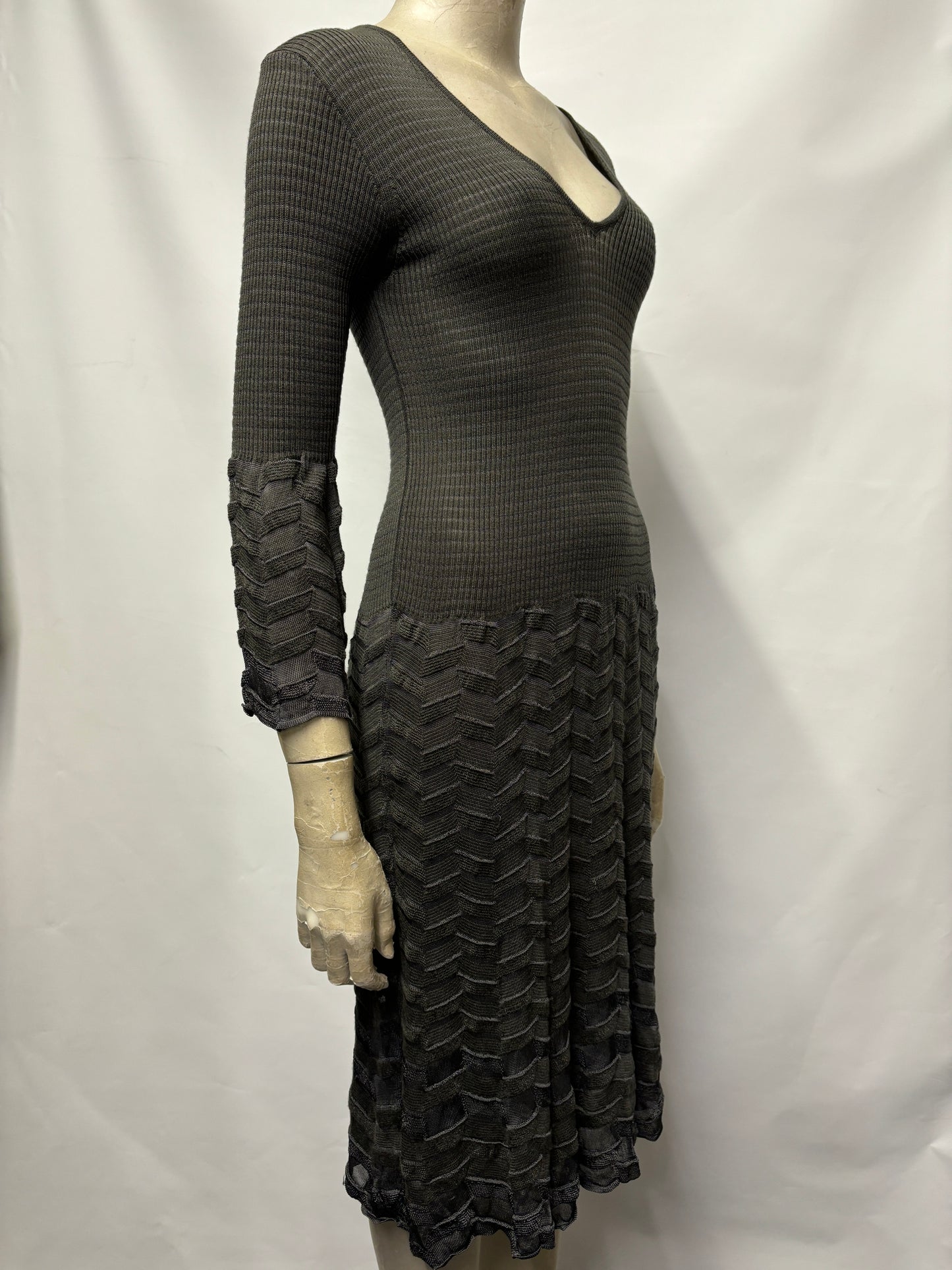 Missoni Grey Wool Blend Jumper Dress Small