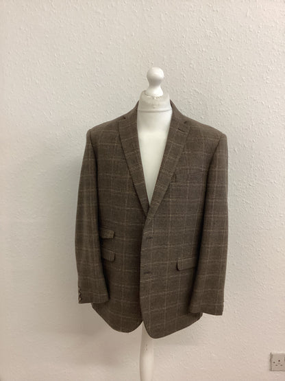 Fellini Tailored Jacket Brown with Black and Beige checks, 42 inch chest, 24 inch sleeve