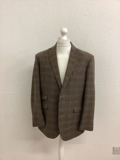 Fellini Tailored Jacket Brown with Black and Beige checks, 42 inch chest, 24 inch sleeve