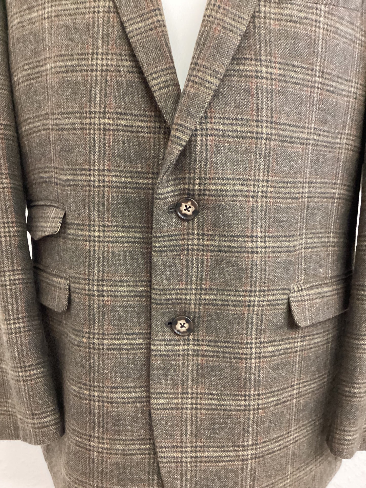 Fellini Tailored Jacket Brown with Black and Beige checks, 42 inch chest, 24 inch sleeve