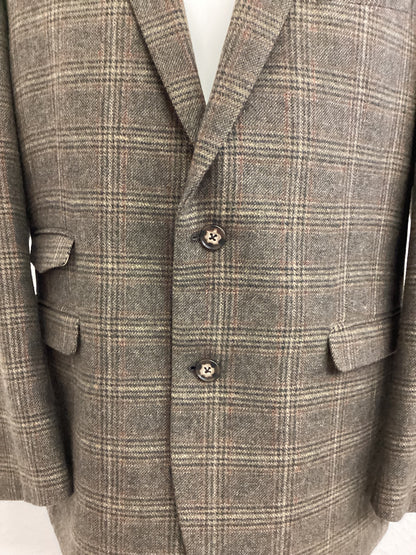 Fellini Tailored Jacket Brown with Black and Beige checks, 42 inch chest, 24 inch sleeve