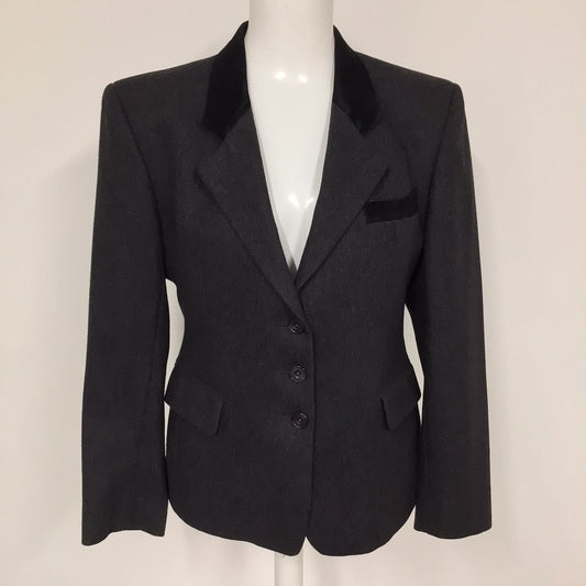 DAKS Signature Black Blazer Jacket 100% Wool Size 14