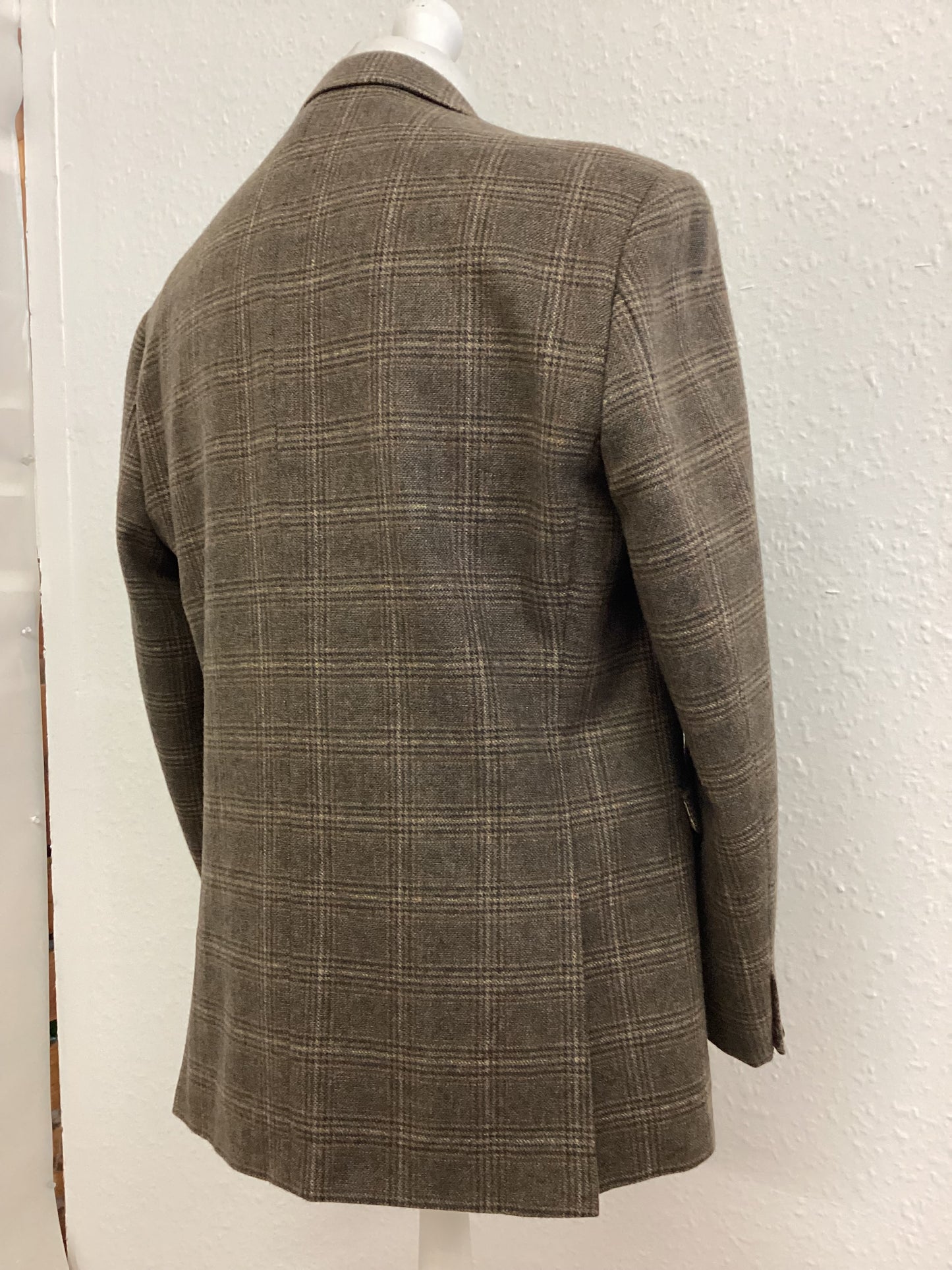 Fellini Tailored Jacket Brown with Black and Beige checks, 42 inch chest, 24 inch sleeve