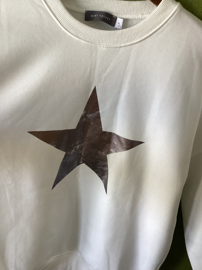 Mint Velvet White Star Sweatshirt Size M
