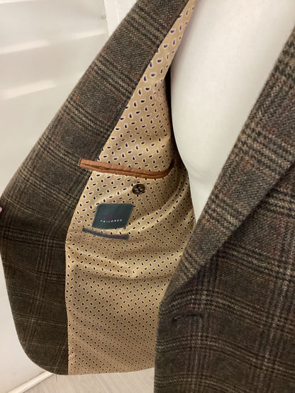 Fellini Tailored Jacket Brown with Black and Beige checks, 42 inch chest, 24 inch sleeve
