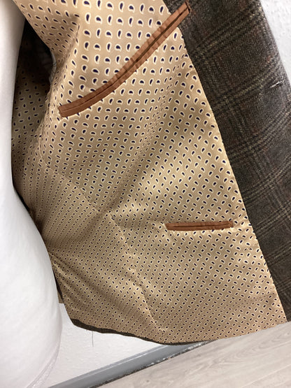 Fellini Tailored Jacket Brown with Black and Beige checks, 42 inch chest, 24 inch sleeve