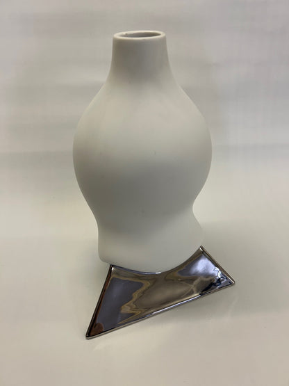 Rosenthal Sirop white matt and silver porcelain vase