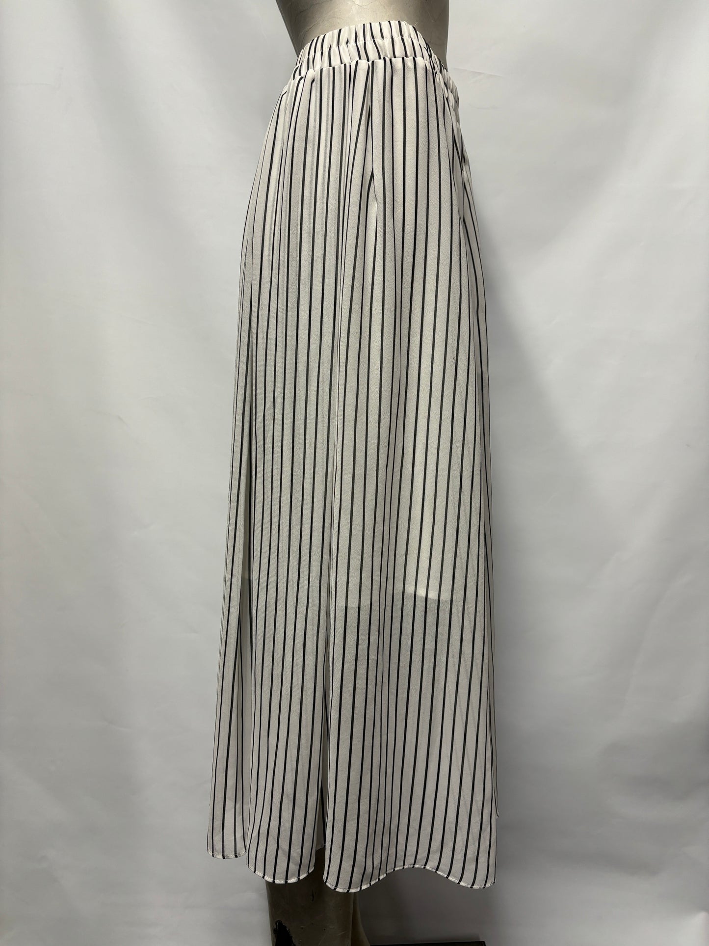 Hush White Black Pinstripe Midi Skirt 6