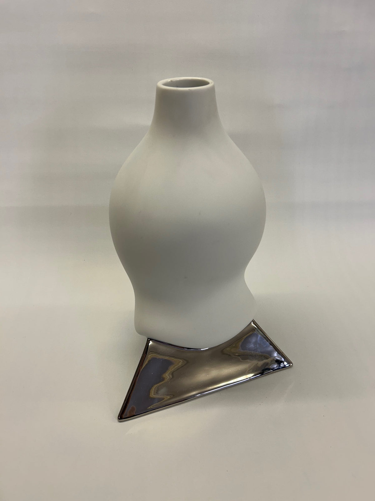 Rosenthal Sirop white matt and silver porcelain vase