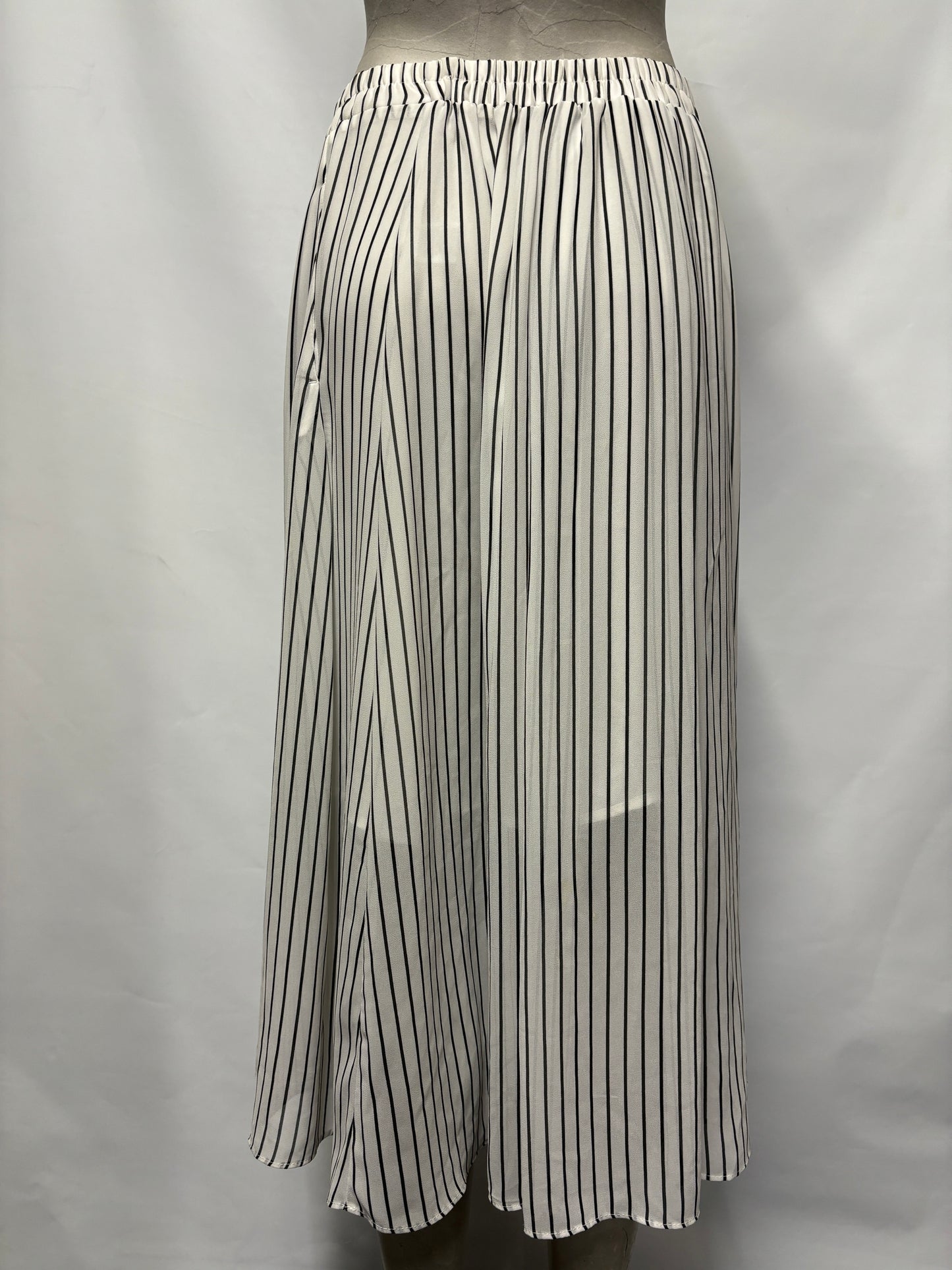 Hush White Black Pinstripe Midi Skirt 6