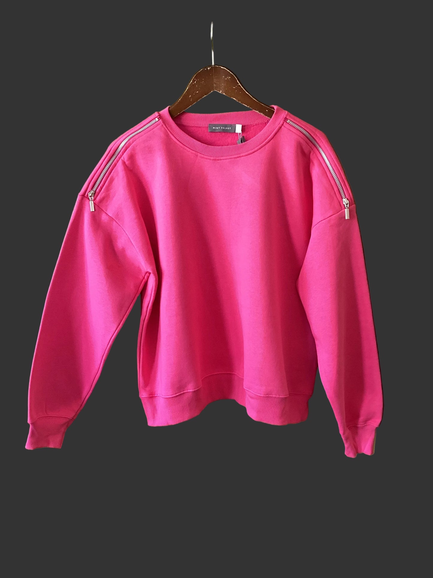 Mint Velvet Pink Zip Shoulder Sweatshirt Size L