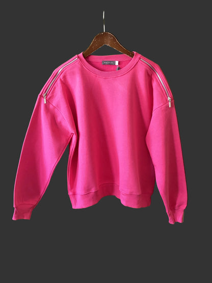 Mint Velvet Pink Zip Shoulder Sweatshirt Size L