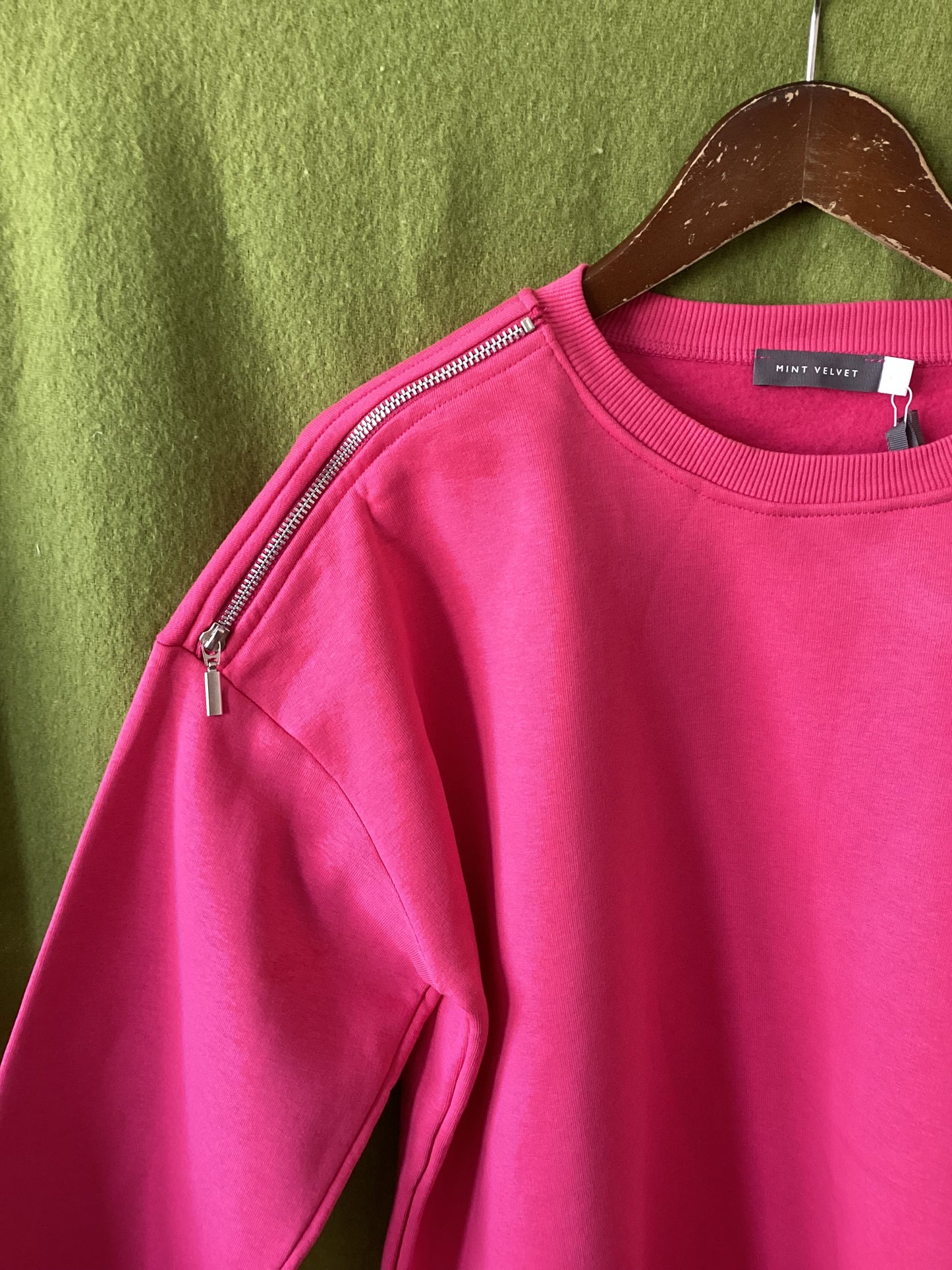 Mint Velvet Pink Zip Shoulder Sweatshirt Size L