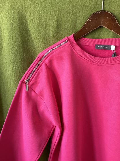 Mint Velvet Pink Zip Shoulder Sweatshirt Size L